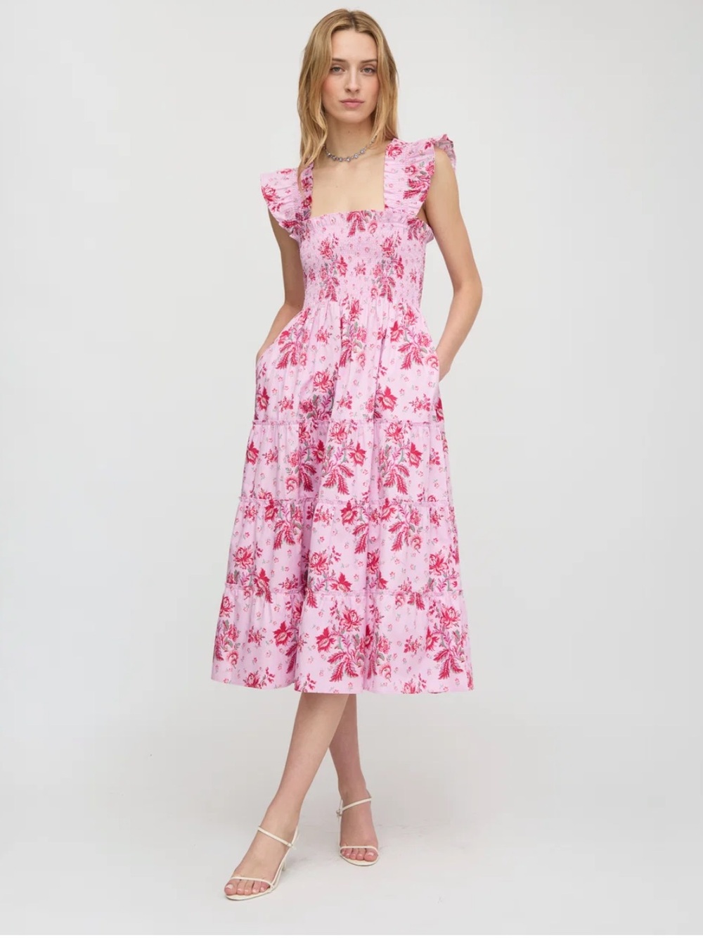 The Ellie Nap Dress Pink Delft Bouquet - XS